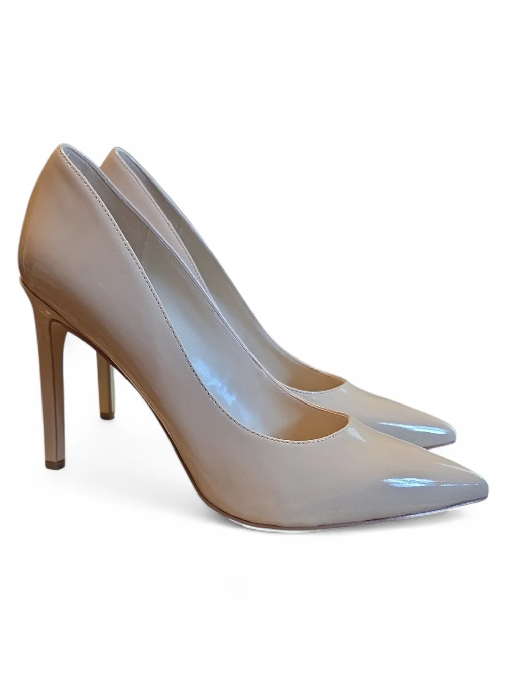 Nine West Tatiana Nude Patent Leather Pointed-Toe Stiletto Pump Size 10 - Picture 2 of 9